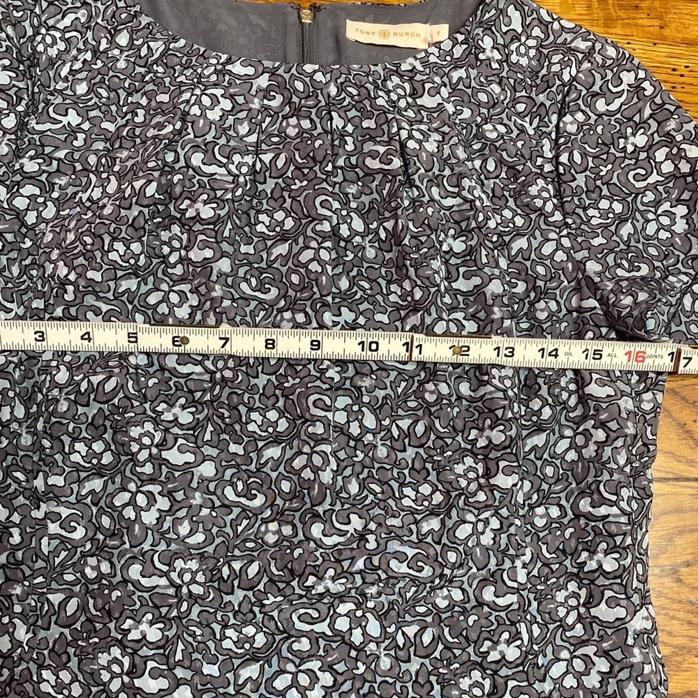 Tory Burch Printed Silk Harriet Sheath Dress SZ 4 In Blue Congo PRISTINE. - Picture 5 of 9